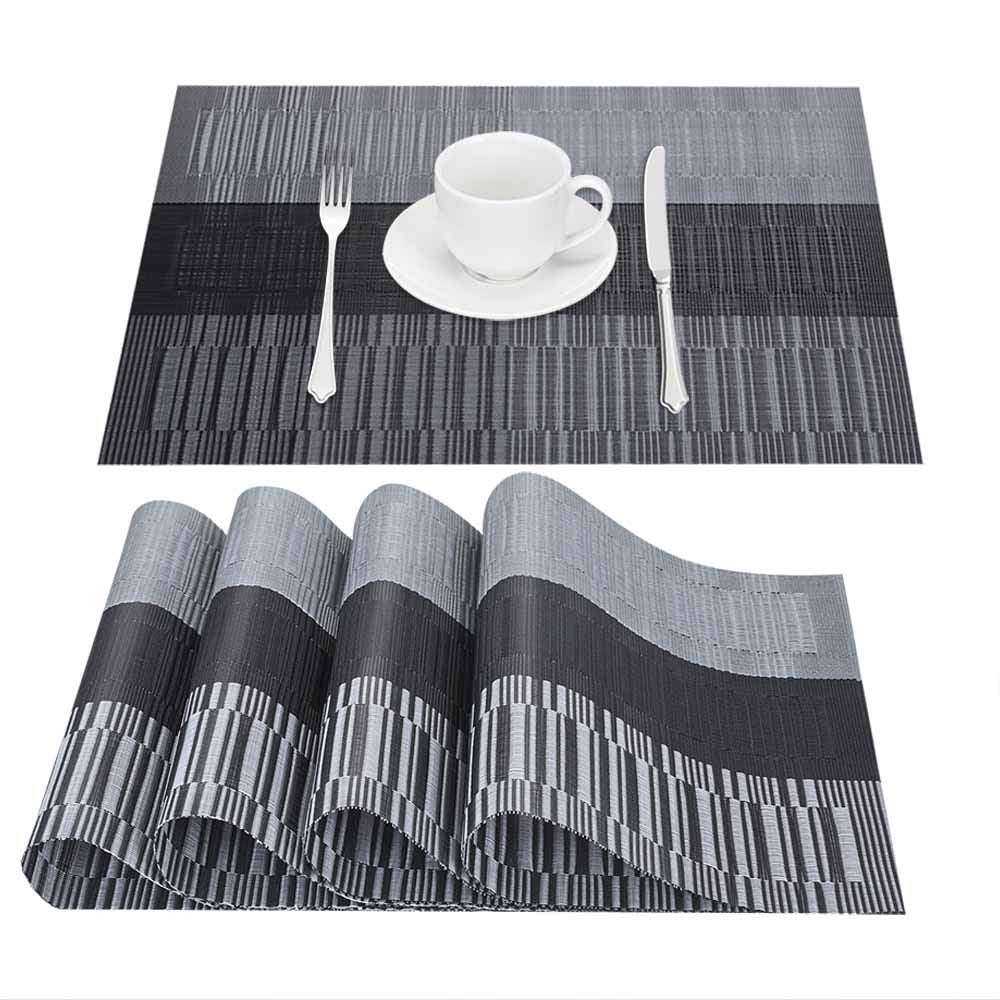 GIVERARE Placemats Set of 4, Heat-Resistant Woven Vinyl Placemat, Non-Slip Washable PVC Table Mat, Easy to Clean Premium Plastic Mats for Dining, Kitchen Table (Turquoise)