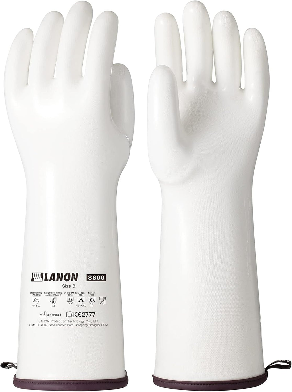 LANON 15" Liquid Silicone Oven Mitts,Heat Resistant,CoralAir Liner,White,M