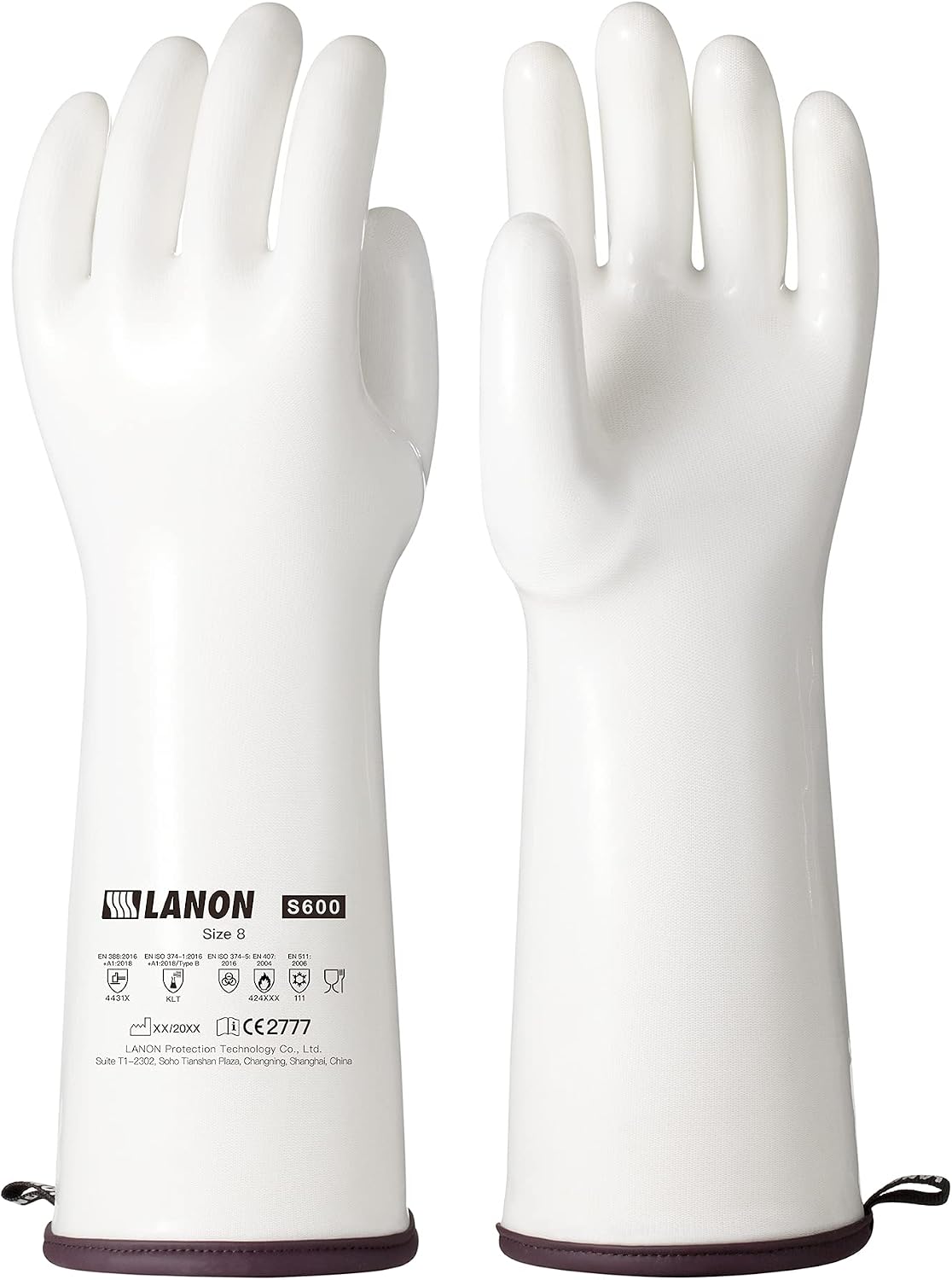 LANON 15" Liquid Silicone Oven Mitts,Heat Resistant,CoralAir Liner,White,M