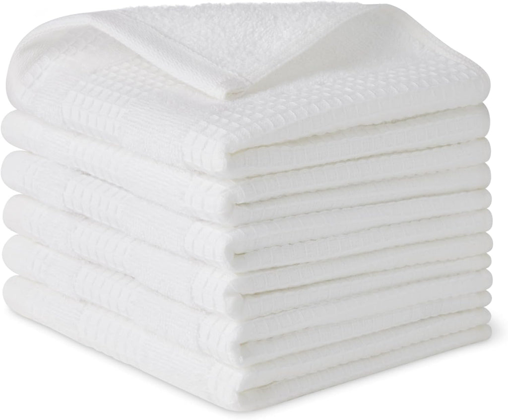 Amazon Basics Organic Cotton Waffle Weave Kitchen Dish Towels, Ultra Absorbent, Quick Drying, Lint-Free, 15 x 25 inches, 6-Pack
