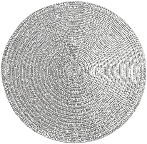 SHACOS Round Braided Placemats Set of 4 Washable Place Mats for Dining Tables 15 inch Non Slip Kitchen Table Mats (Beige, 4)