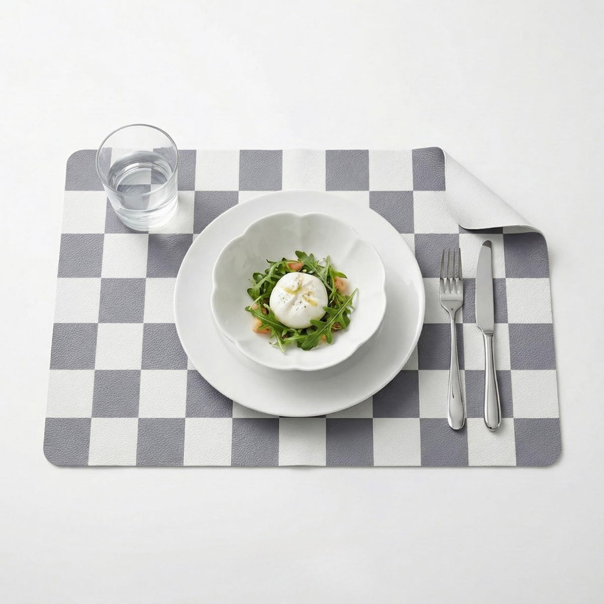 Set of 6 Checkerboard Non-Slip Washable Placemats for Dining Table