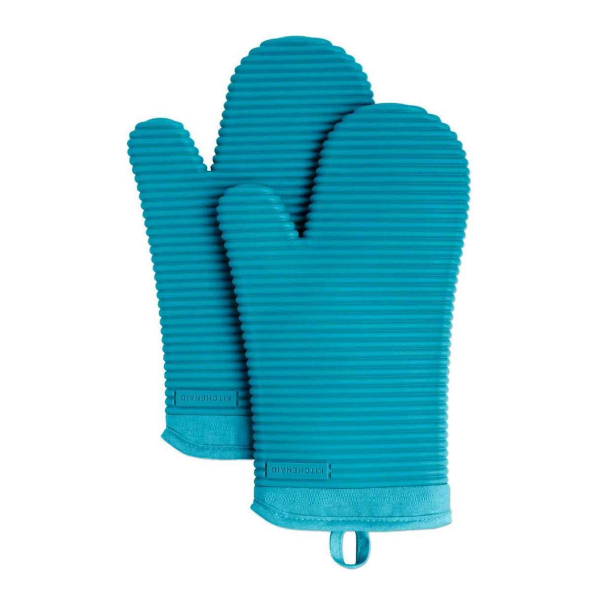 KITCHENAID Ribbed Soft Silicone Oven Mitt 2-Pack Set, 7.5"x13", Lavender Cream