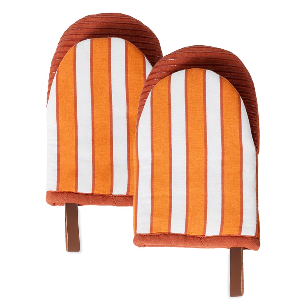 Folkulture Oven Mitts, Heat Resistant, Matcha Green, Set of 2 - (5.75"x9")