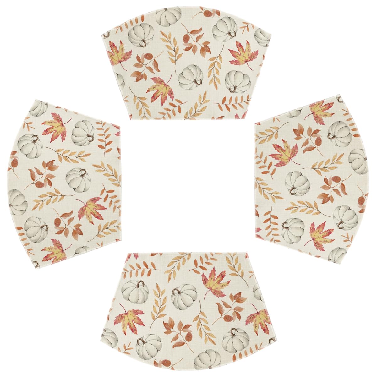 Artoid Mode Orange Pumpkins Fall Maple Leaves Round Fall Placemats Set of 4, 14 Inch Seasonal Autumn Round Table Mats for Dining Decoration