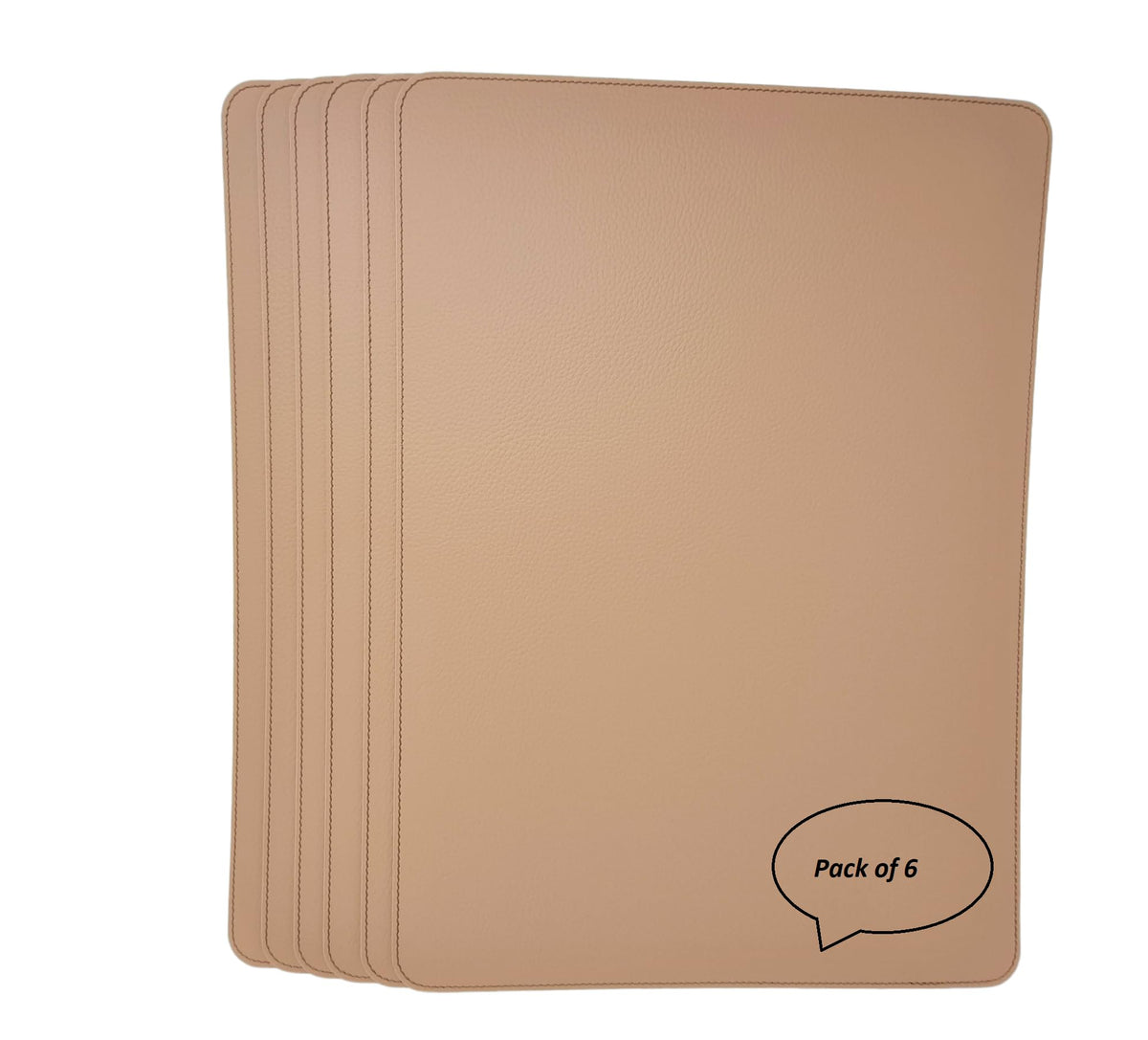 Nikalaz Set of 6 Placemats Made of Recycled Leather (18"x13", Dirty Brown)