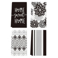 Artoid Mode Grey Home Sweet Home Stripes Boho Spring Kitchen Towels Dish Towels, 18x26 Inch Farmhouse Summer Decoration Hand Towels Set of 4