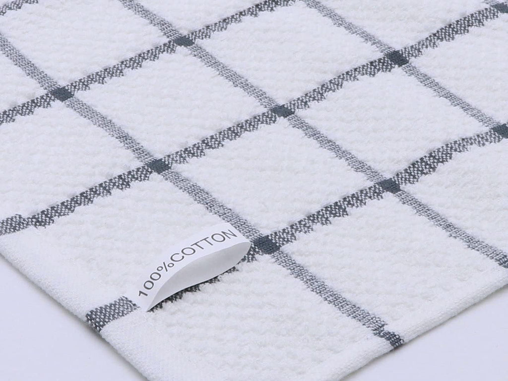 Cotton Dish Towels for Kitchen, Dish Rags, 12 x 12 Inches, 8pc, Grey