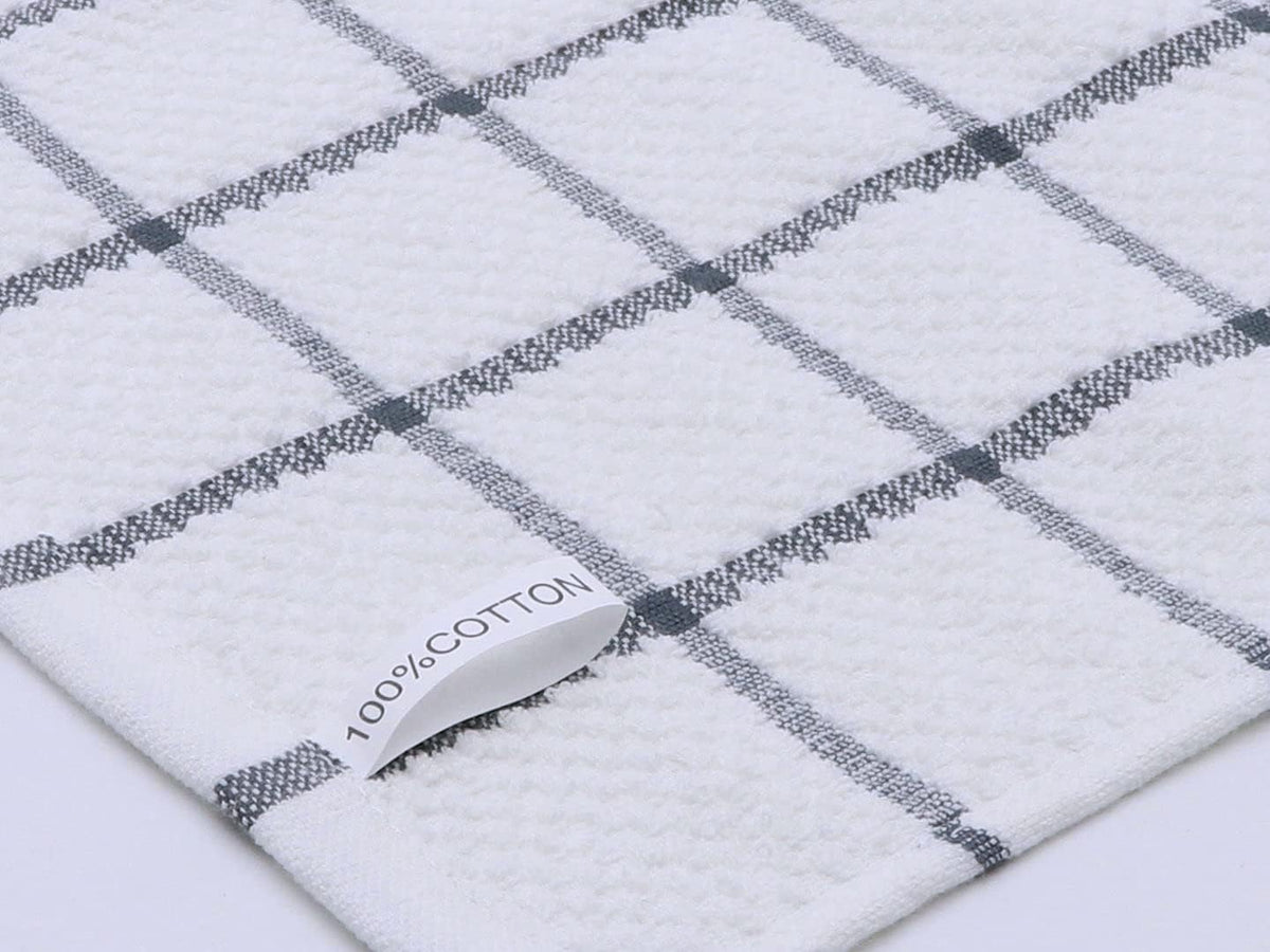 Cotton Dish Towels for Kitchen, Dish Rags, 12 x 12 Inches, 8pc, Grey