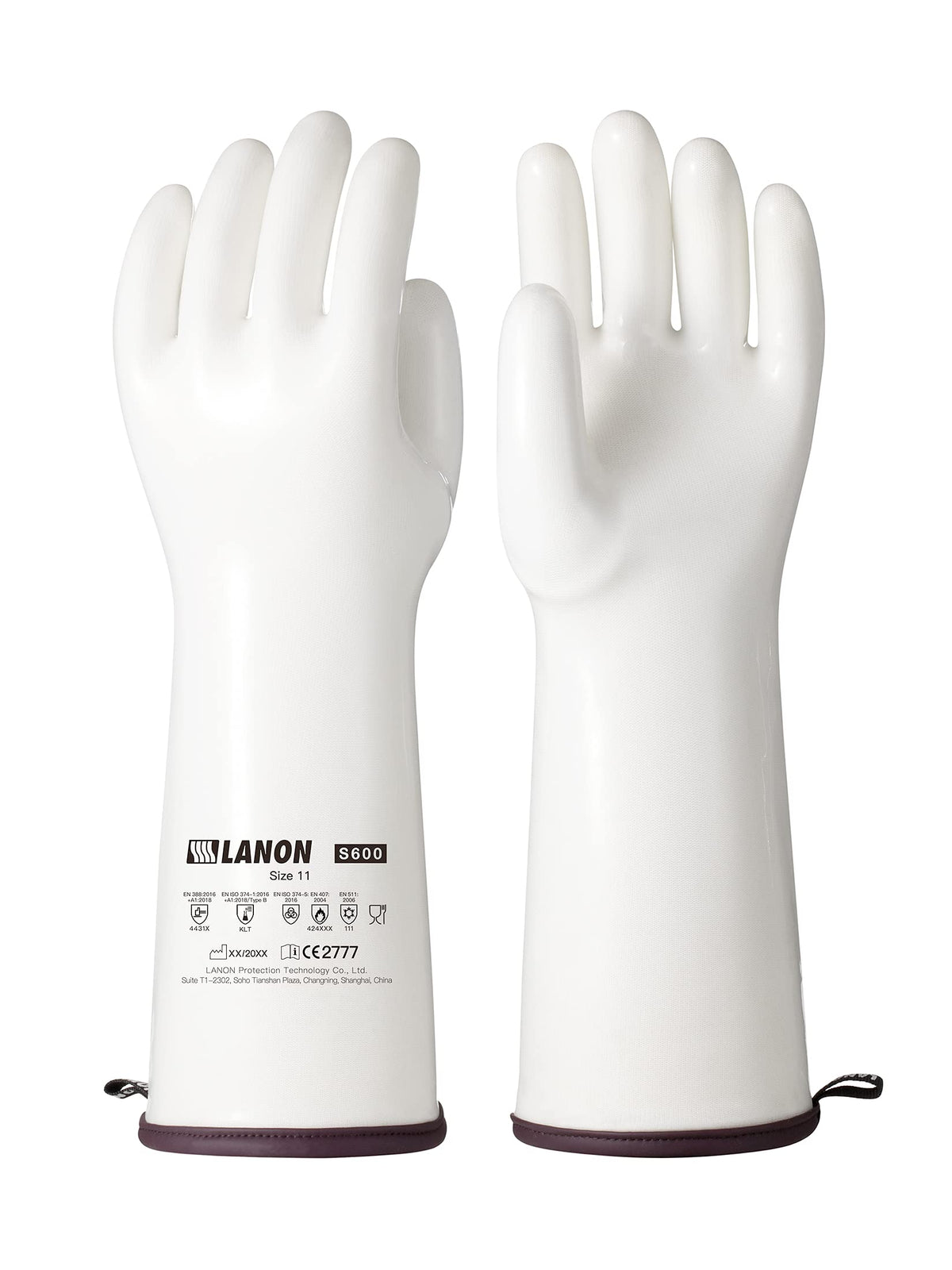 LANON 15" Liquid Silicone Oven Mitts,Heat Resistant,CoralAir Liner,White,M