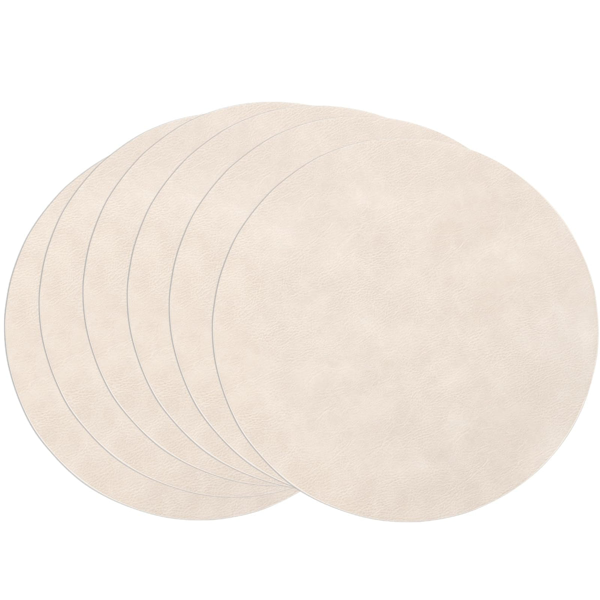 SHACOS Faux Leather Oval Placemats Set of 6 Heat Resistant, White Oak Beige