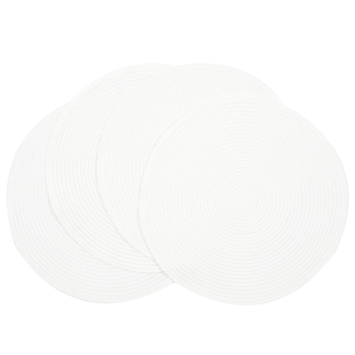 SHACOS Round Braided Placemats Set of 4 Washable Place Mats for Dining Tables 15 inch Non Slip Kitchen Table Mats (Beige, 4)