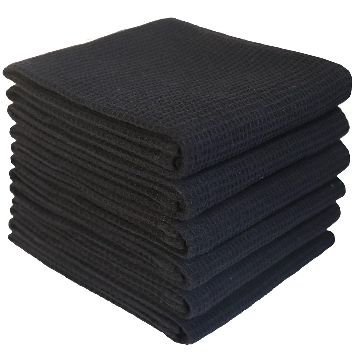 QUILTINA Dish Towels Set, 100% Cotton Waffle Weave Kitchen Towels 6 Pack, 17 x 25 Inches, Super Absorbent for Drying and Cleaning, Beige, Brown, Dark Grey