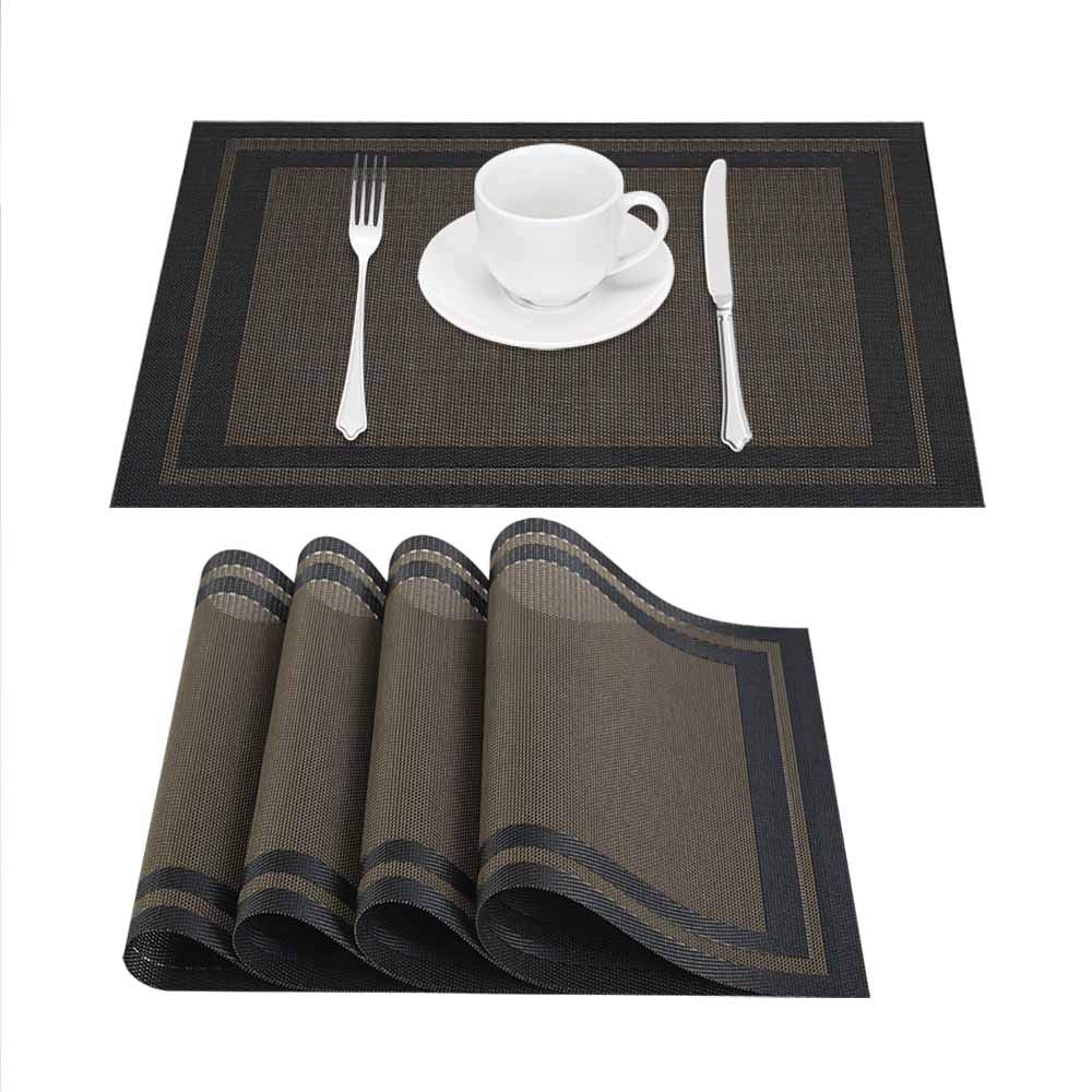 GIVERARE Placemats Set of 4, Heat-Resistant Woven Vinyl Placemat, Non-Slip Washable PVC Table Mat, Easy to Clean Premium Plastic Mats for Dining, Kitchen Table (Turquoise)