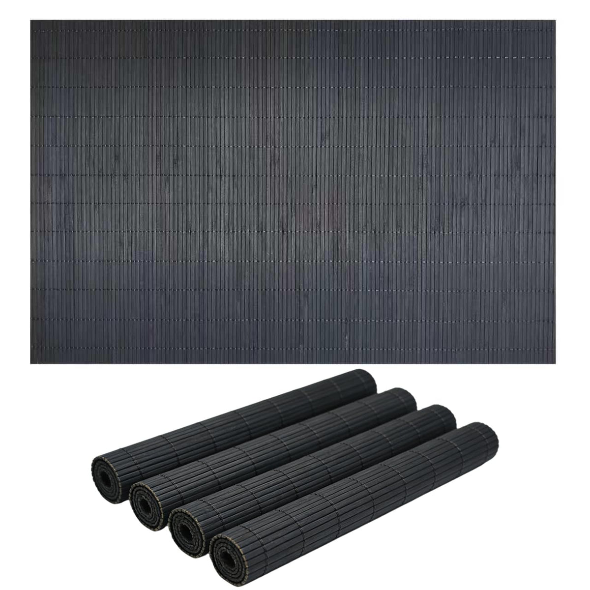 4-Pack Bamboo Placemats,Woven Heat-Resistant Rectangular Table Mats,Natural Dining Place Mats,Rustic Japanese Style Wood Mats for Indoor Dining,Kitchen and Party Use, Coffee