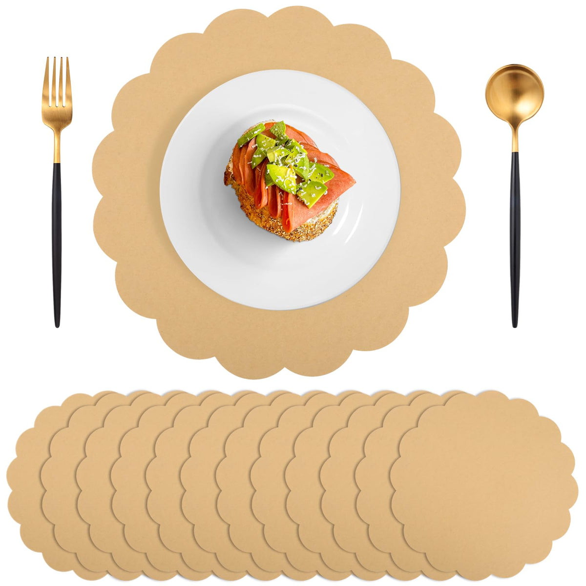 60 Pcs Navy Blue Paper Placemats, 13.5 Inch Disposable Scalloped Place Mat