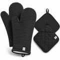 Extra Long Silicone Oven Mitts and Pot Holders Sets | Heat Resistant 500°F BPA-Free Food Grade Silicone Hot Pads & Kitchen Mittens | 4-Piece Set of Oven Gloves & Potholders for Kitchens.