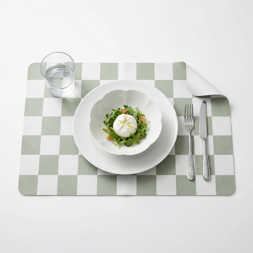 Set of 6 Checkerboard Non-Slip Washable Placemats for Dining Table