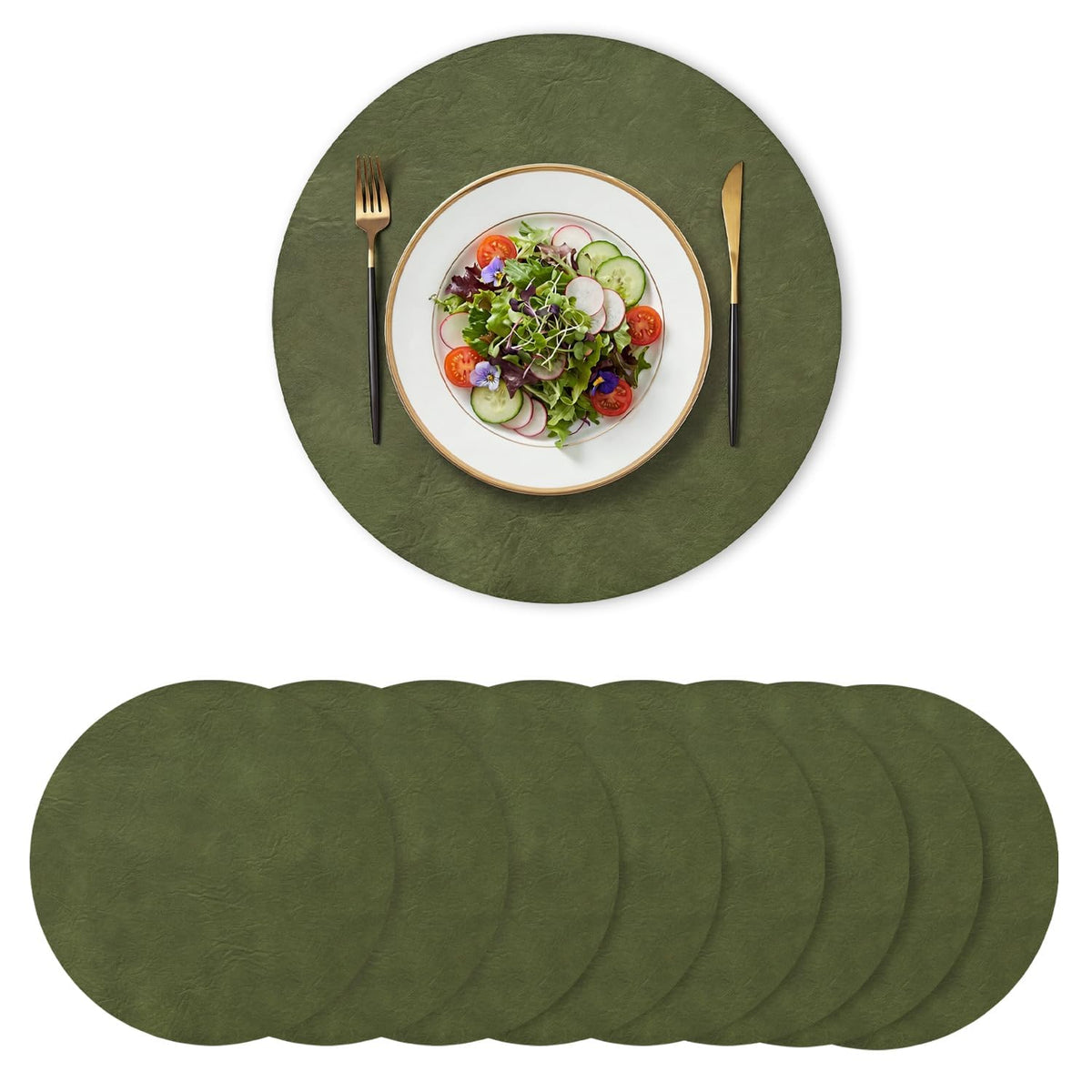 Artoid Mode Olive Green Faux Leather Placemats Set of 4