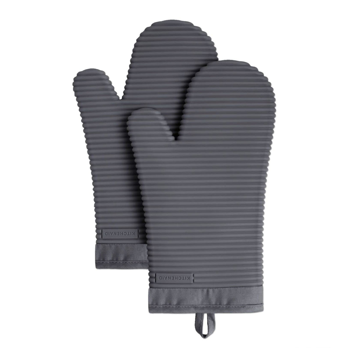 KITCHENAID Ribbed Soft Silicone Oven Mitt 2-Pack Set, 7.5"x13", Lavender Cream
