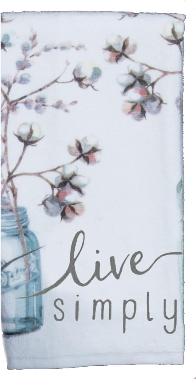 Kay Dee Designs Kitchen Towel Set (2 pc) - Choose Joy and Live Simply - Terry Hand Towels,White