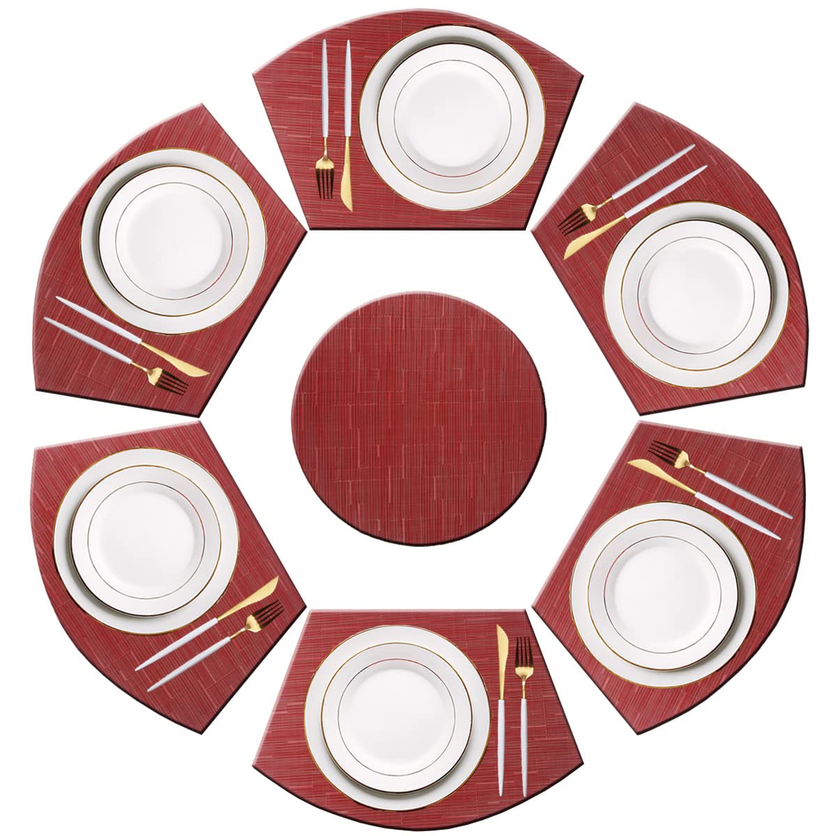 PIGCHCY Place Mats Heat-Resistant Non Slip Placemats Easy Wipe Clean Table Mats Woven Vinyl Placemats for Dining Table(Set of 6, Brown)