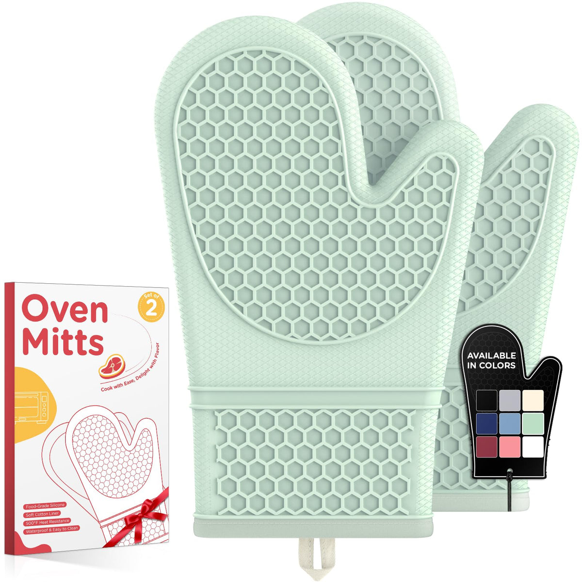Kitsure Silicone Oven Mitts, Kitchen Gadgets, Apartment Essentials, Black