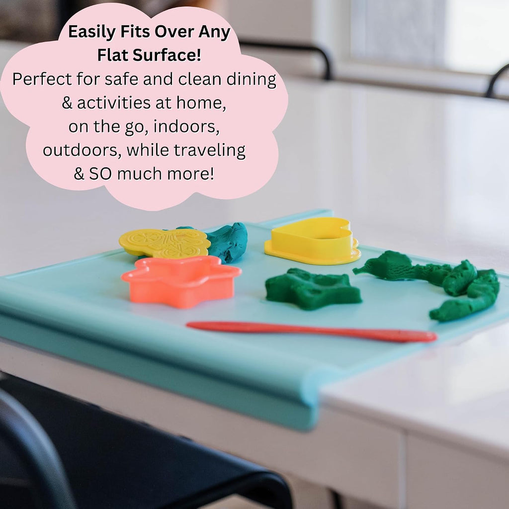 The Table Tyke Silicone Placemats for Toddlers with Patented Edge Bumper | Kids Placemats Non Slip Travel Ready | Baby Placemat BPA Free for Restaurant Dining Table | Slate Grey