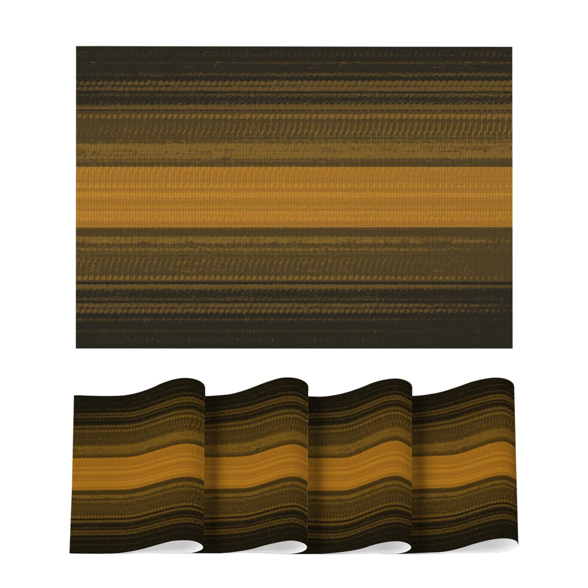 Artoid Mode Navy Blue Gradient Stripes Placemats Set of 4, Washable Heat Resistant Non-Slip Woven Plastic PVC Place Mats for Farmhouse Party Kitchen Dining Decor
