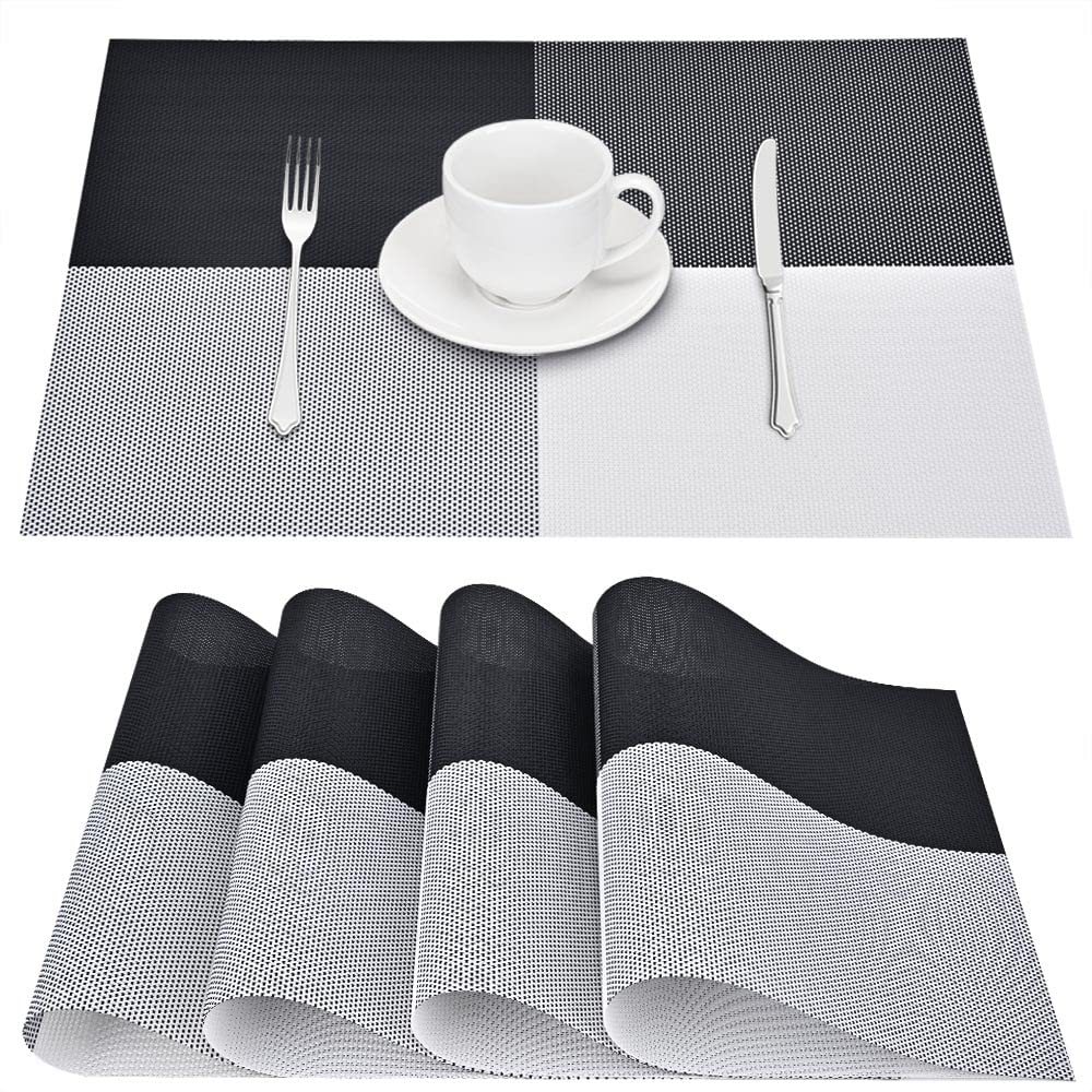 GIVERARE Placemats Set of 4, Heat-Resistant Woven Vinyl Placemat, Non-Slip Washable PVC Table Mat, Easy to Clean Premium Plastic Mats for Dining, Kitchen Table (Turquoise)