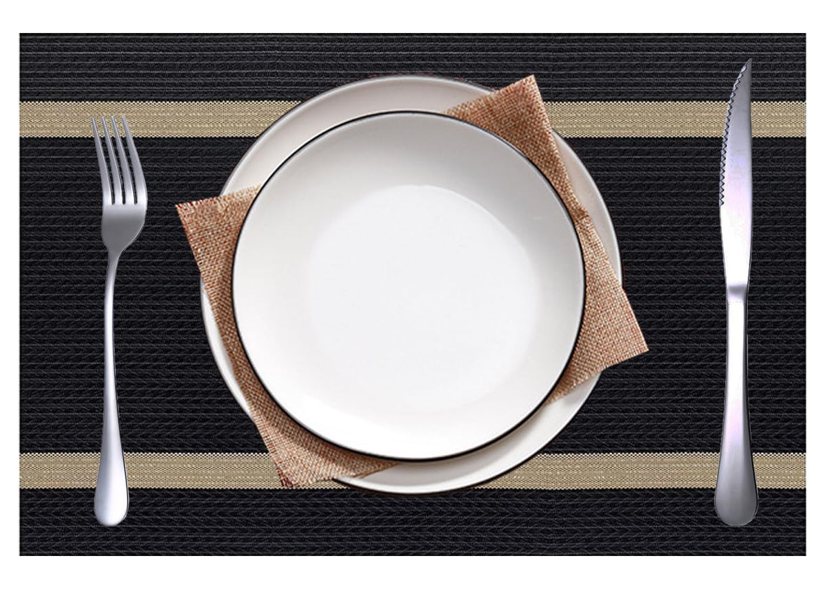 PIGCHCY Placemats,Washable Vinyl Woven Table Mats,Elegant Durable Placemats for Dining Table Set of 4 (18 x 12 inches, Navy Blue)