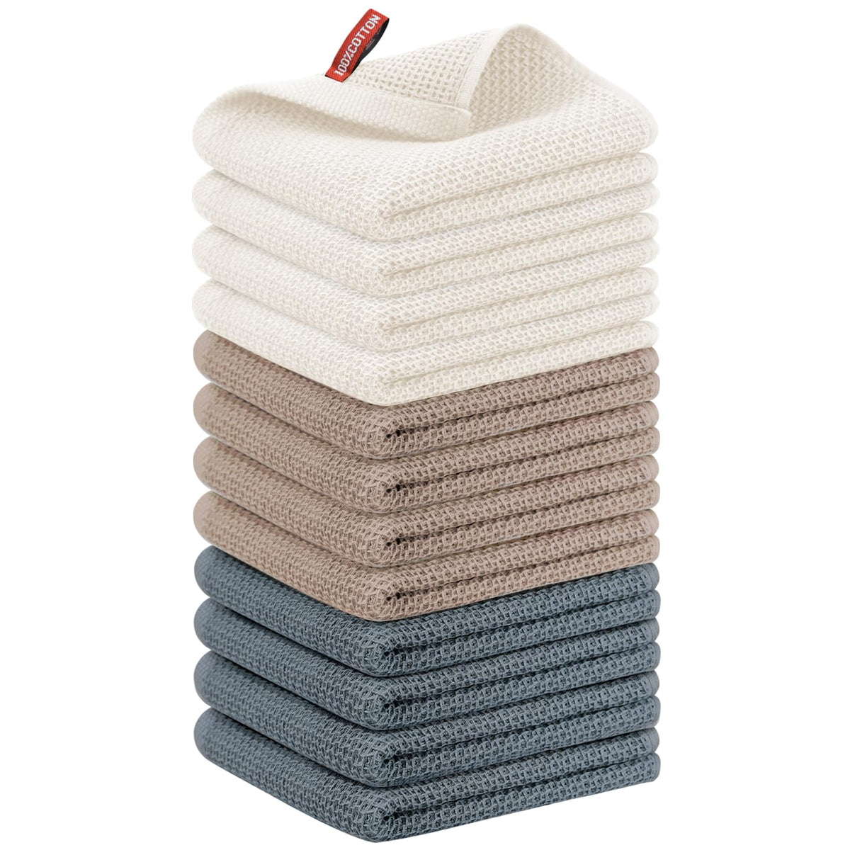 Nialnant 6 Pack Kitchen Towels and Dishcloths Sets,100% Cotton Soft Absorbent Quick Drying Dish Towels for Kitchen,Washing Dishes,12x12 Inches, Multi Color