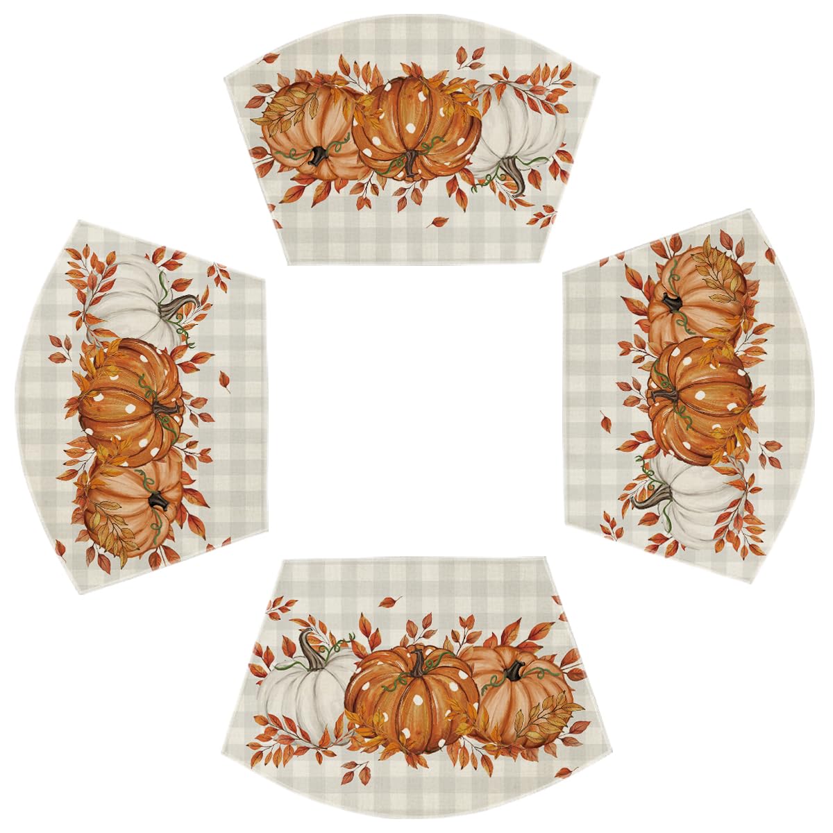 Artoid Mode Pumpkins Eucalyptus Leaves Fall Placemats Set of 4, 12x18 Inch Autumn Thanksgiving Harvest Vintage Table Mat for Party Dining Decoration