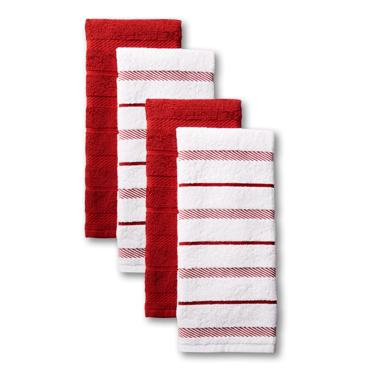 KitchenAid Albany Kitchen Towel 4-Pack Set, Milkshake Tan/White, 16"x26"