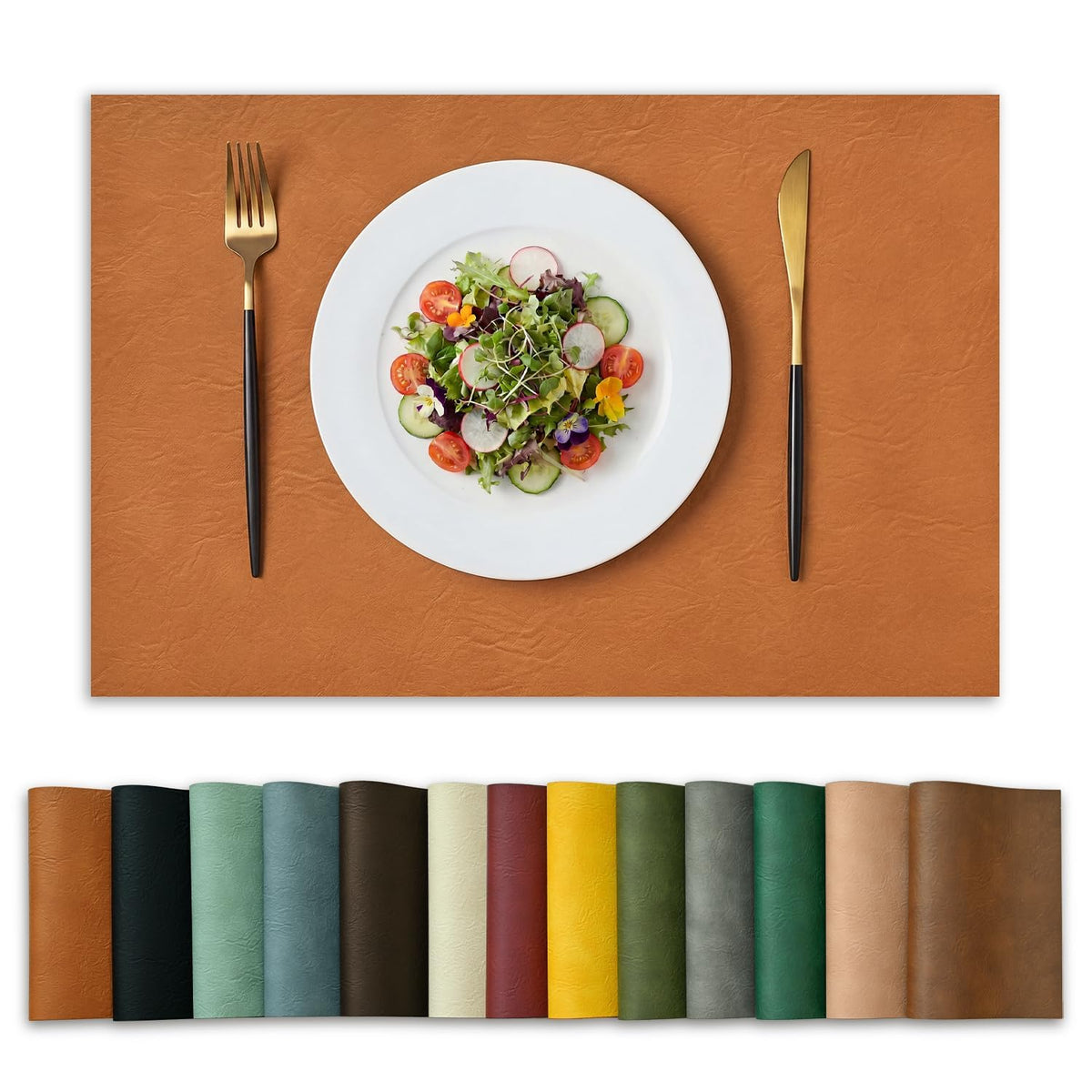 Artoid Mode Olive Green Faux Leather Placemats Set of 4