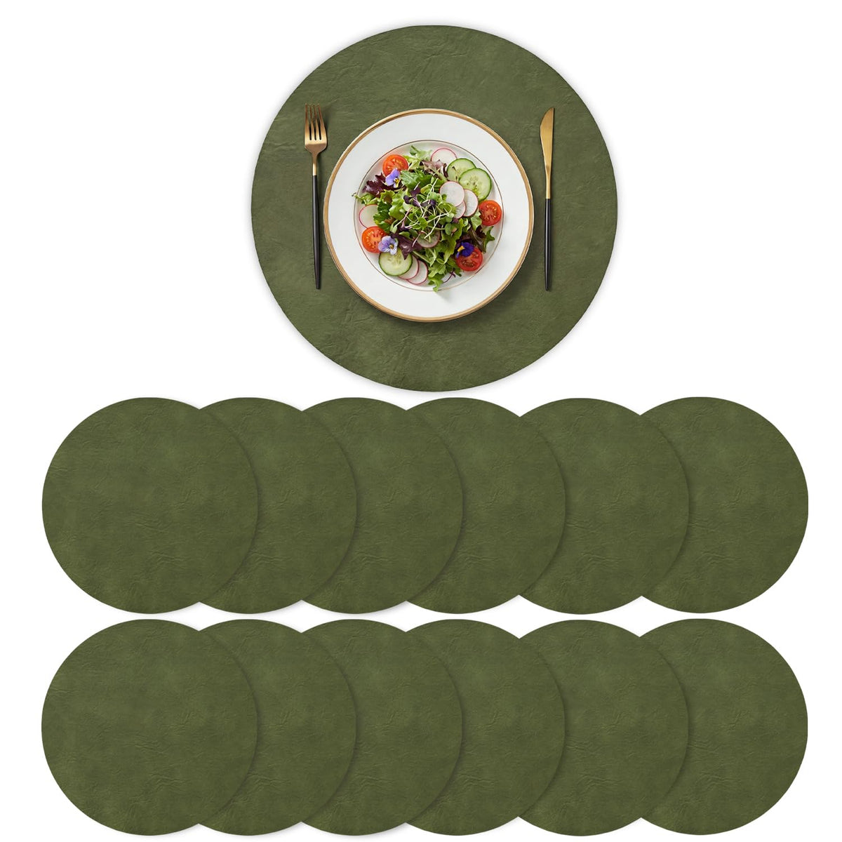 Artoid Mode Olive Green Faux Leather Placemats Set of 4