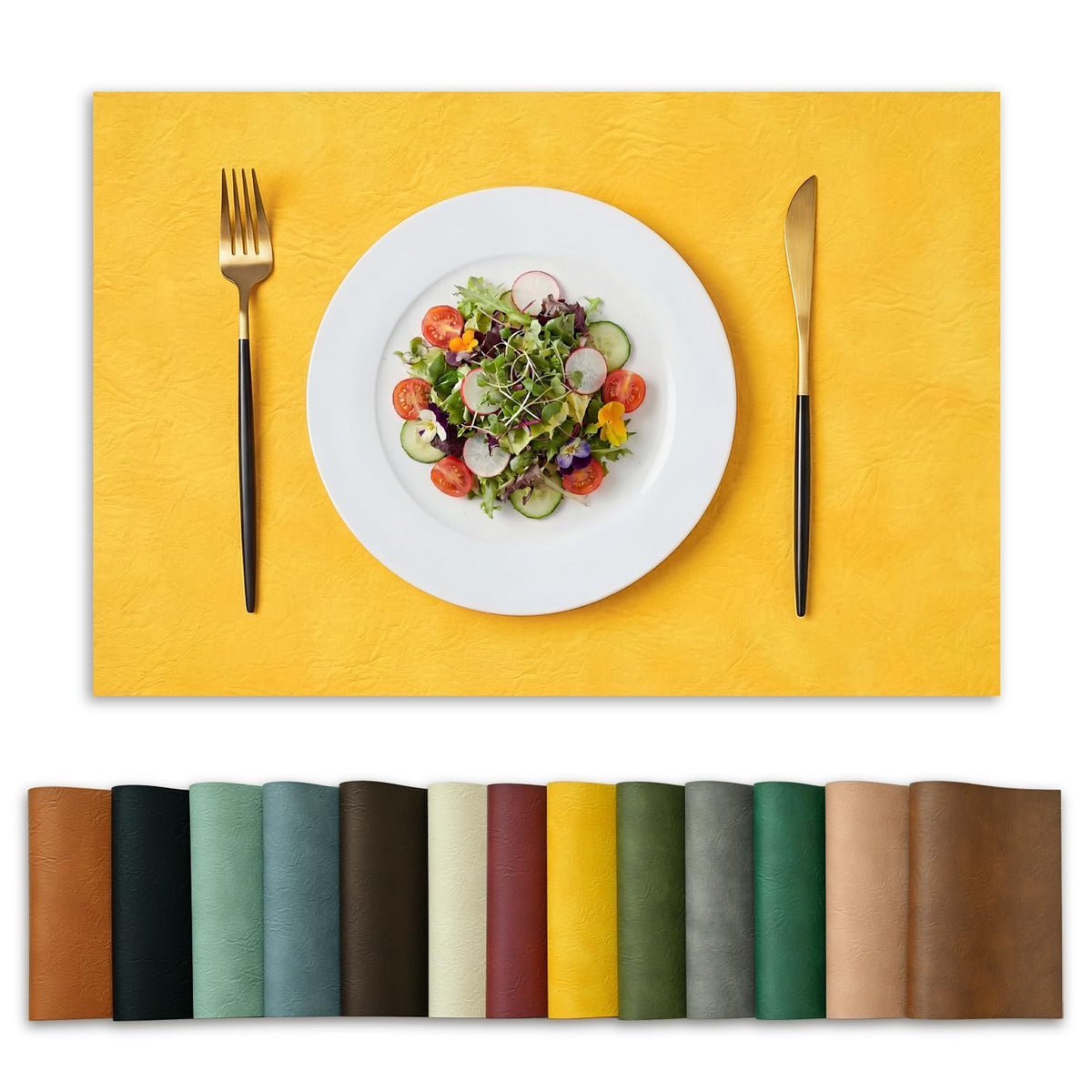 Artoid Mode Olive Green Faux Leather Placemats Set of 4