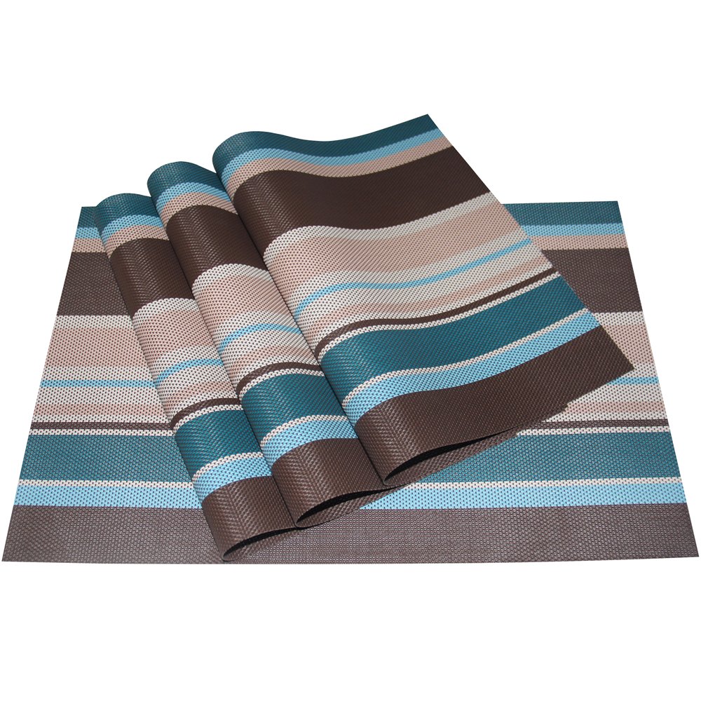 Zupro Pink Placemats Set of 4 Woven PVC 18"x12" for Indoor Outdoor Usage
