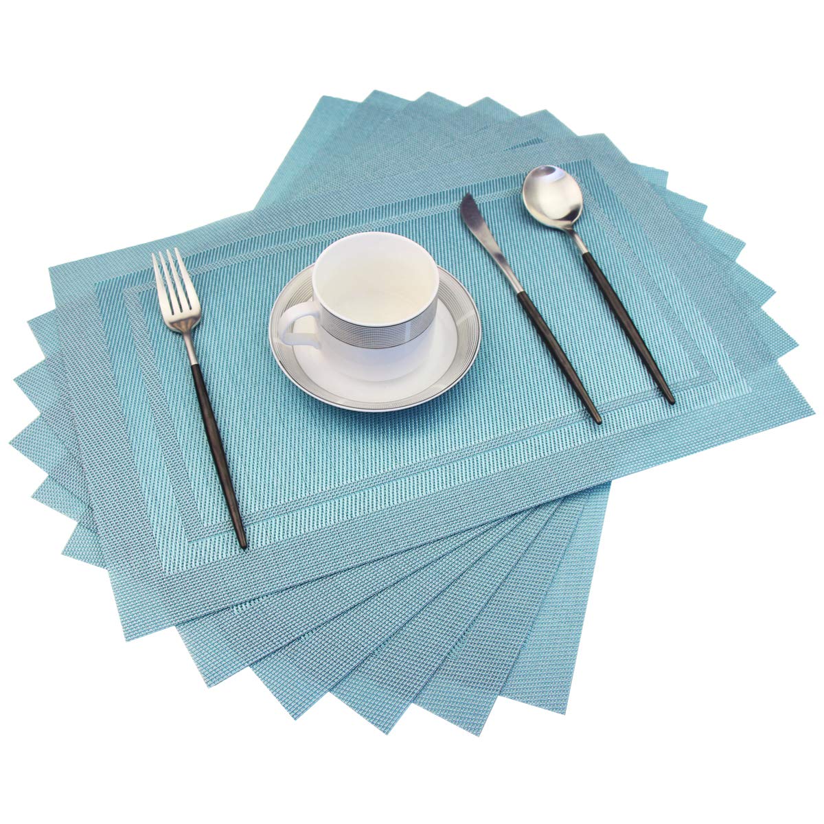 PIGCHCY Place Mats Heat-Resistant Non Slip Placemats Easy Wipe Clean Table Mats Woven Vinyl Placemats for Dining Table(Set of 6, Brown)