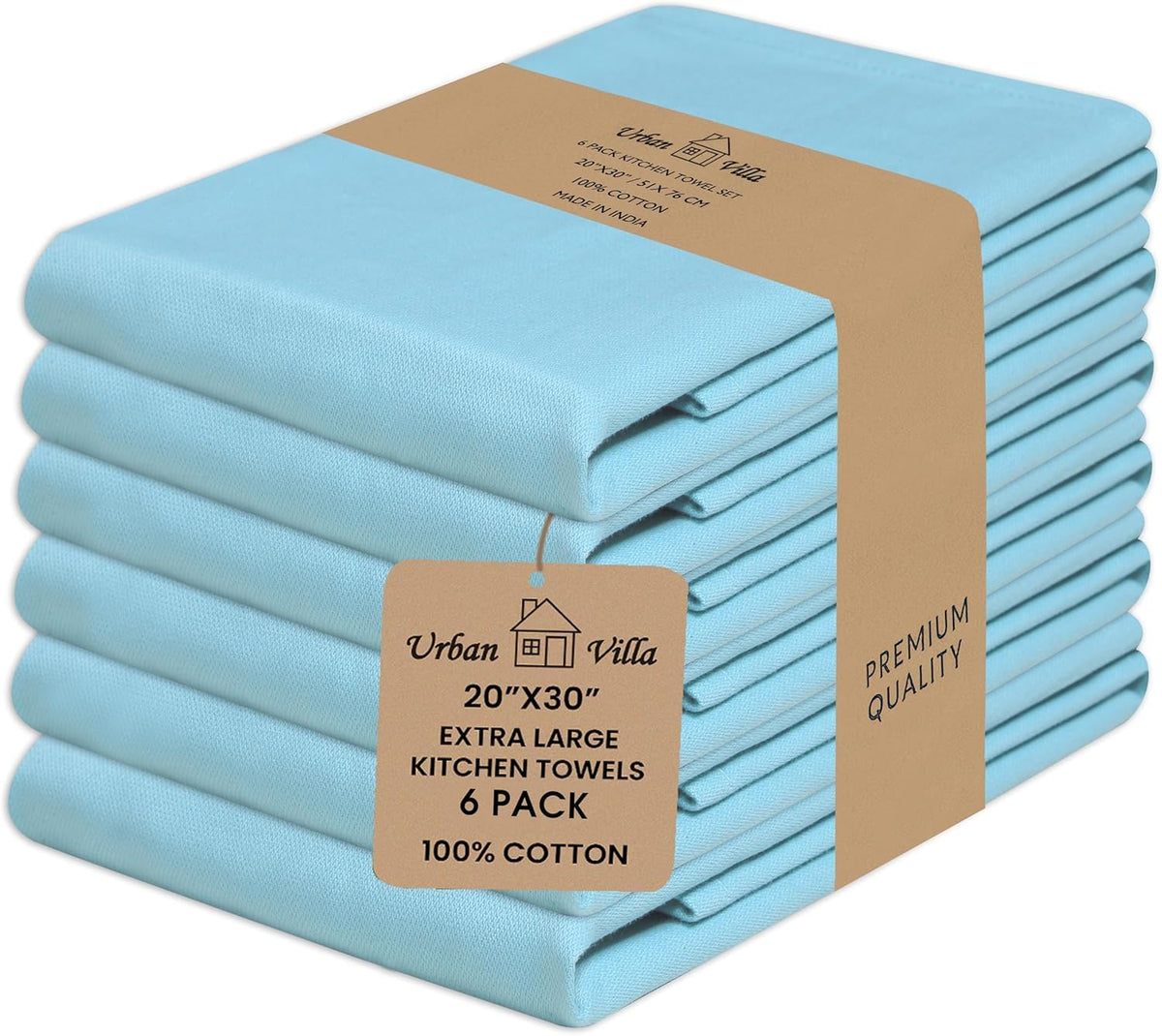 Urban Villa Kitchen Towels Cotton Dish Towels 12”x12” (Set of 8) Grey White