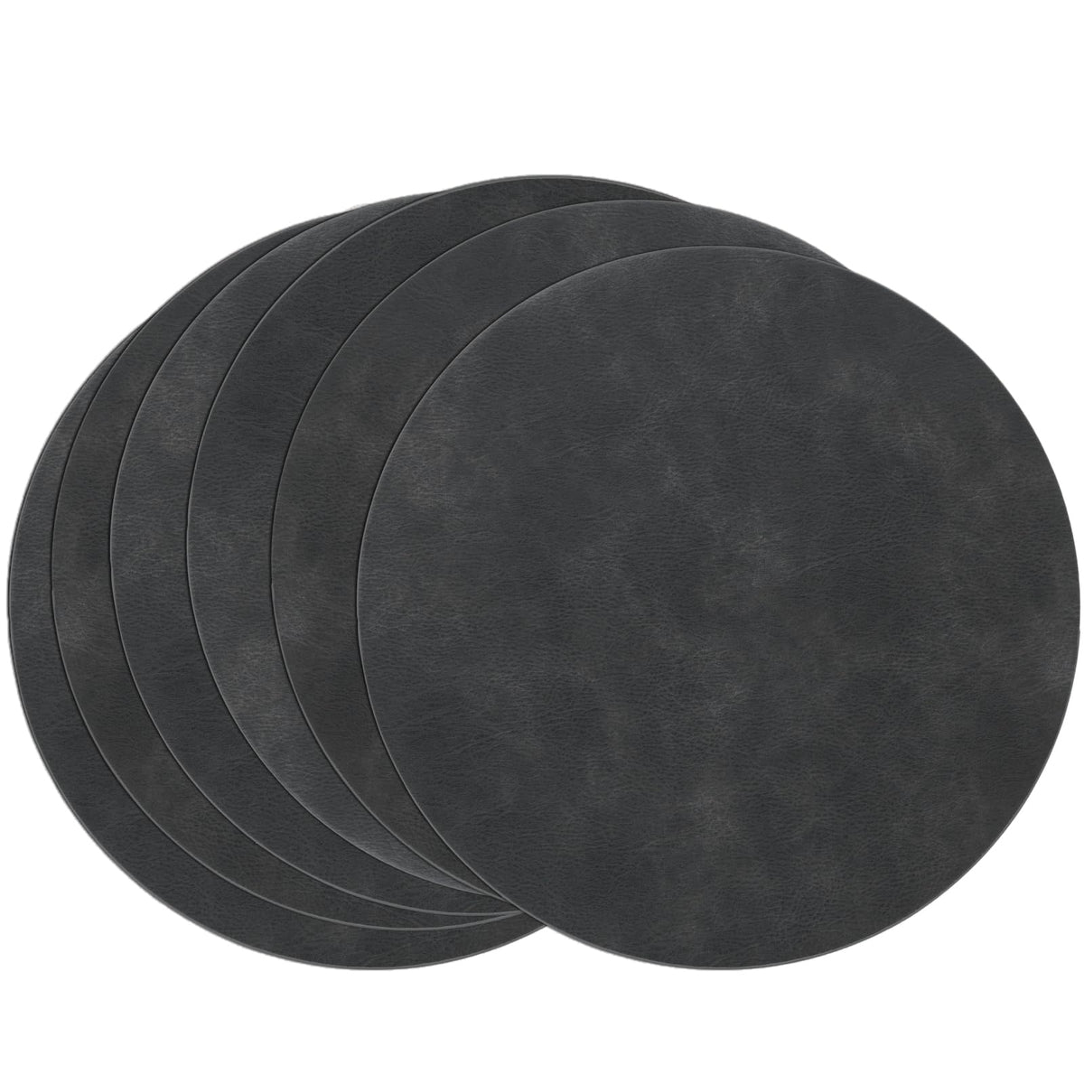 SHACOS Faux Leather Oval Placemats Set of 6 Heat Resistant, White Oak Beige