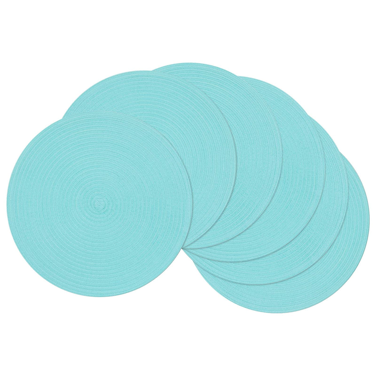 SHACOS Round Braided Placemats Set of 4 Washable Place Mats for Dining Tables 15 inch Non Slip Kitchen Table Mats (Beige, 4)