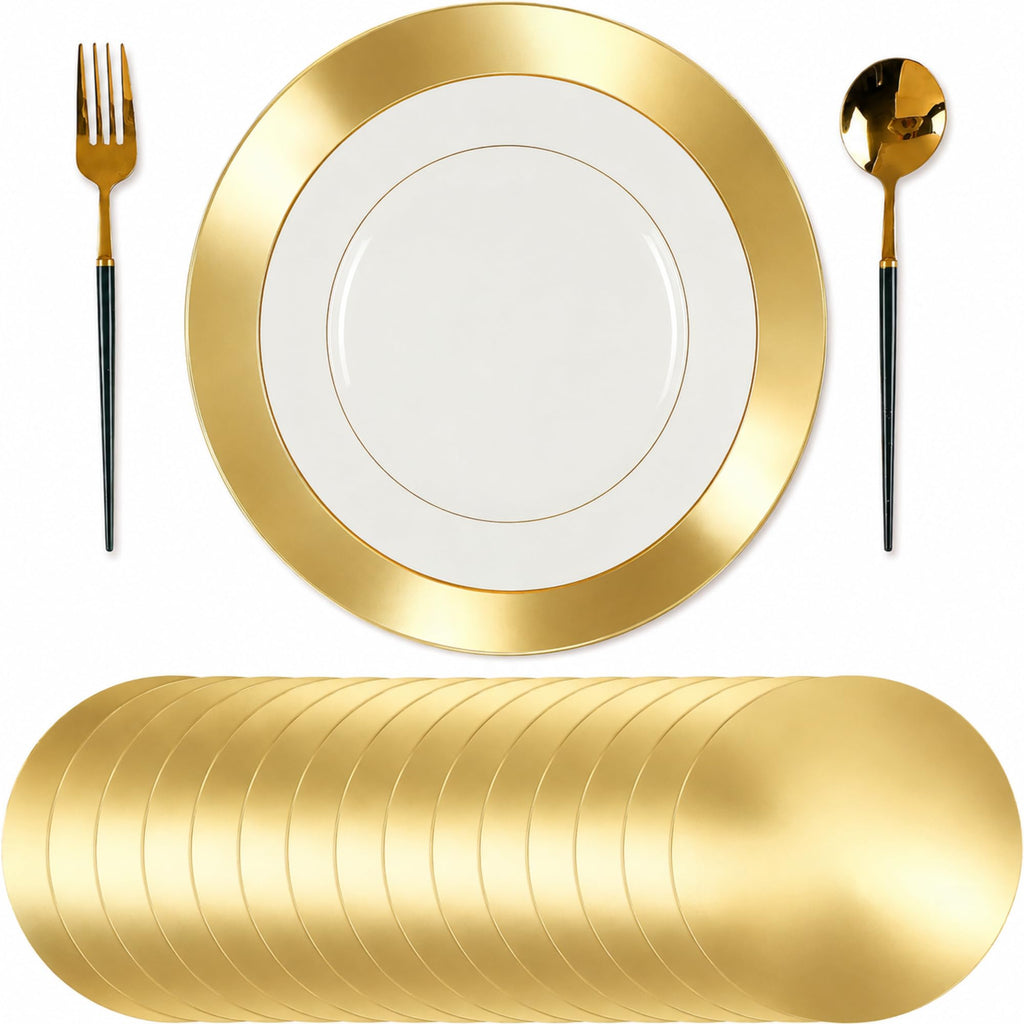 Tioncy 50 Pcs Gold Round Paper Placemats Disposable Table Mats