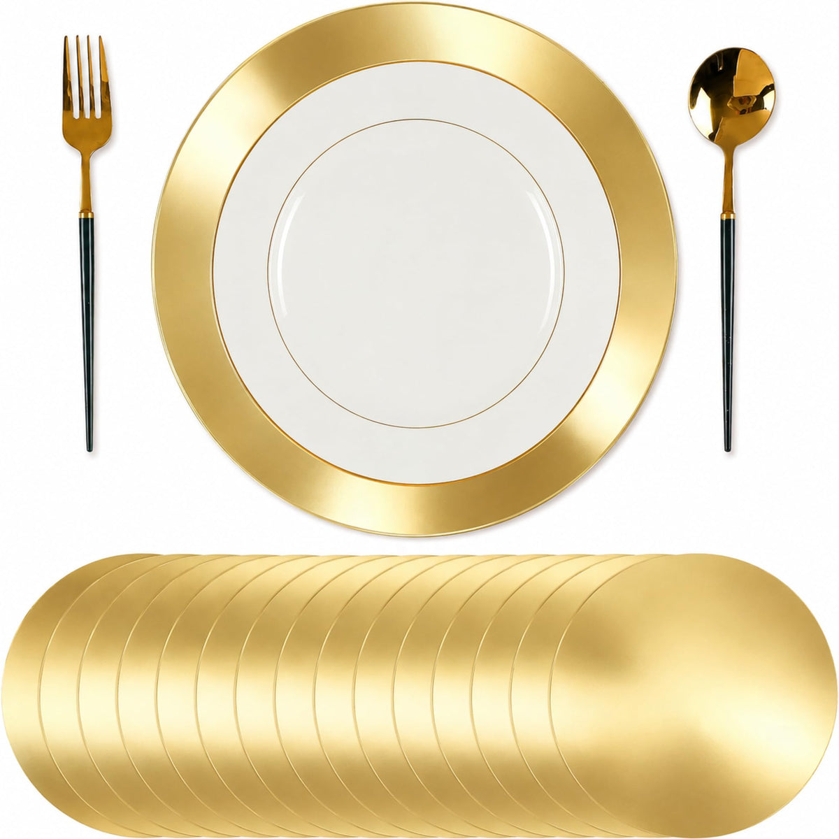 Tioncy 50 Pcs Gold Round Paper Placemats Disposable Table Mats