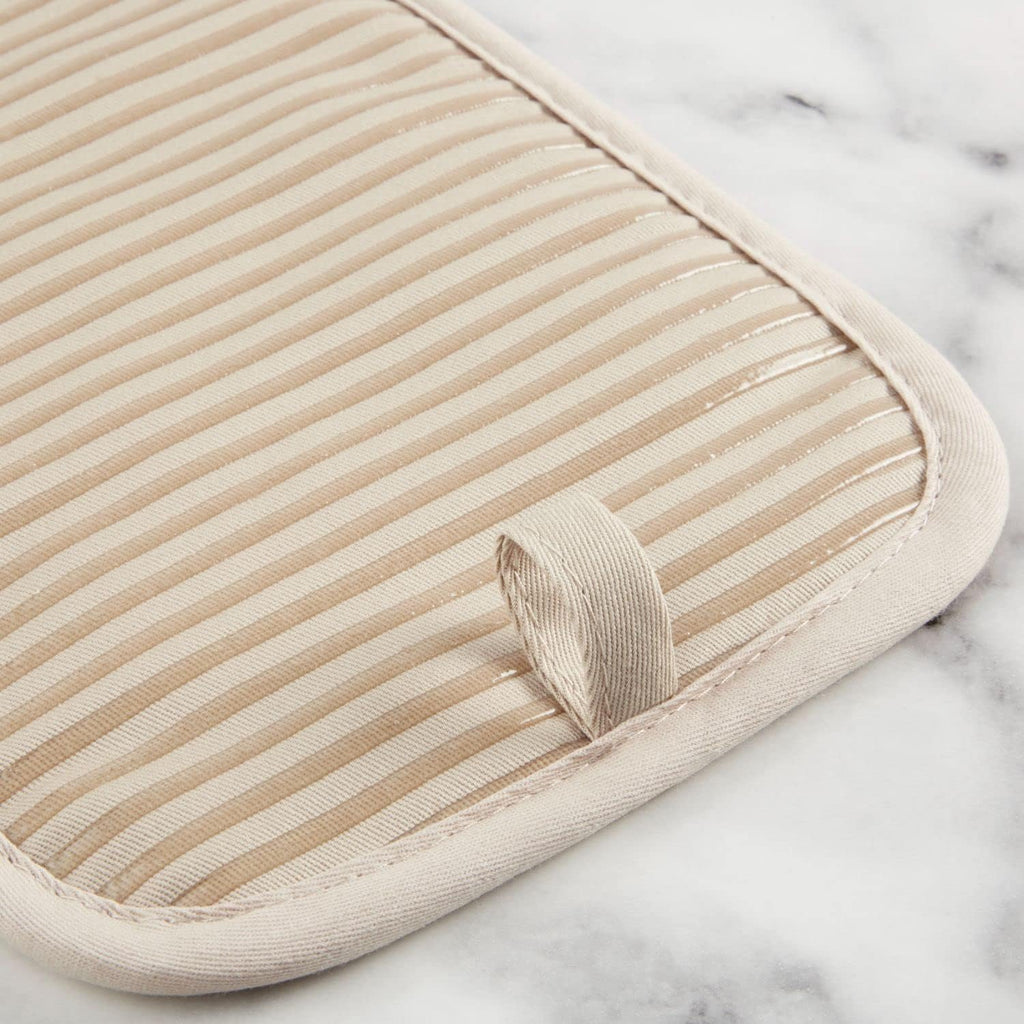 KITCHENAID Quilted Cotton Terry Cloth Oven Mitt, Pot Holder, Kitchen Towel 4-Pack Set, Heat Resistant, Silicone Grip, 16"x26", 7"x13" & 7"x10", Milkshake Tan