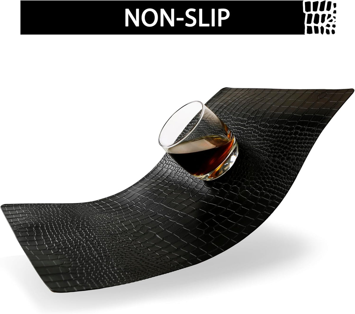 Set of 4 Faux Leather Placemats, PU Table Mats, Waterproof, Stain Resistant, Heat Resistant, Easy to Clean for Kitchen Dining Table,Conference Table