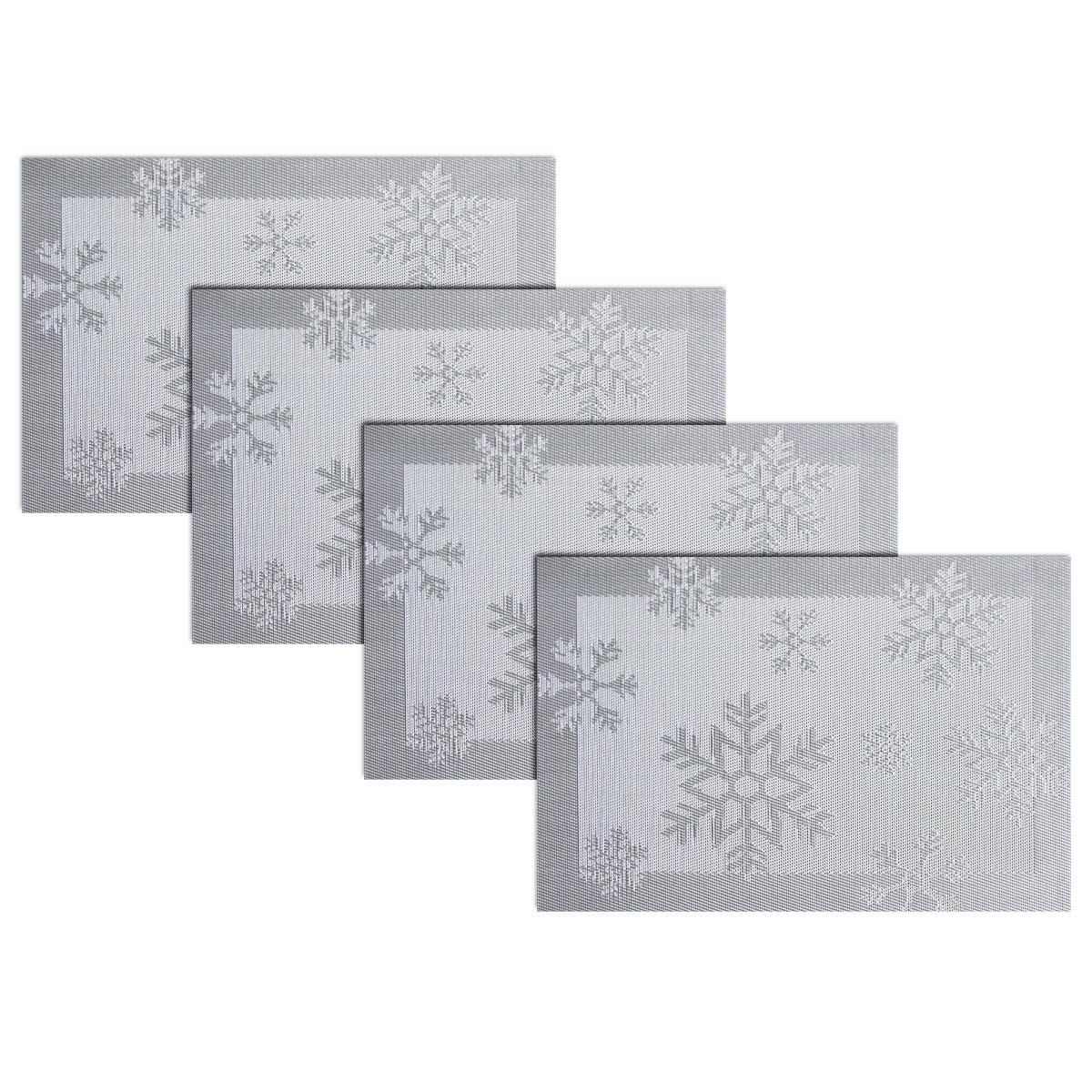 PIGCHCY Placemats,Washable Vinyl Woven Table Mats,Elegant Durable Placemats for Dining Table Set of 4 (18 x 12 inches, Navy Blue)