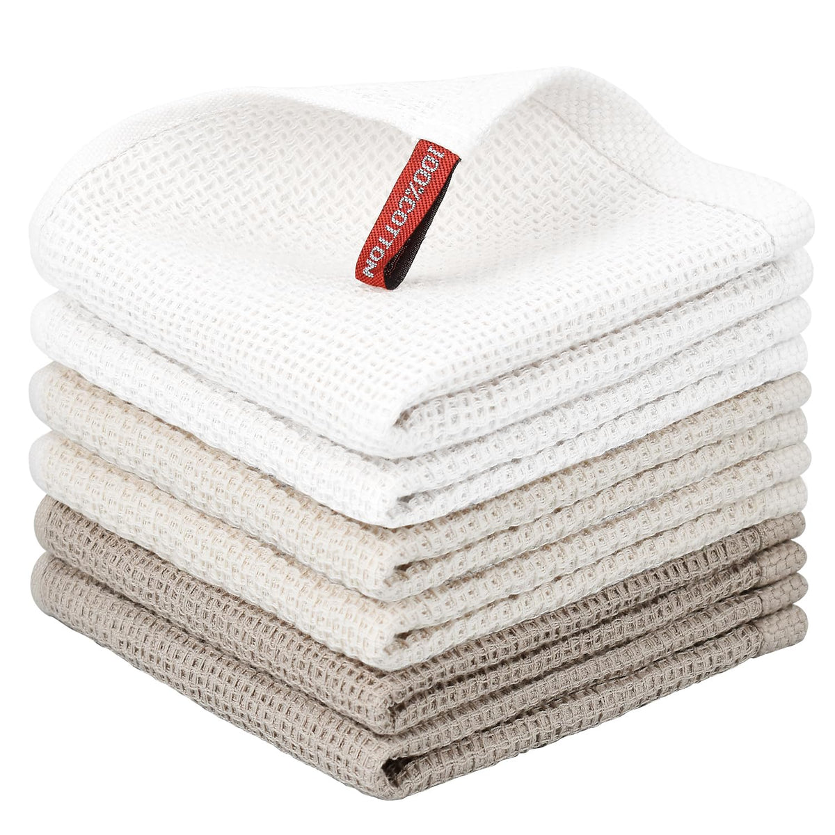 Nialnant 6 Pack Kitchen Towels and Dishcloths Sets,100% Cotton Soft Absorbent Quick Drying Dish Towels for Kitchen,Washing Dishes,12x12 Inches, Multi Color
