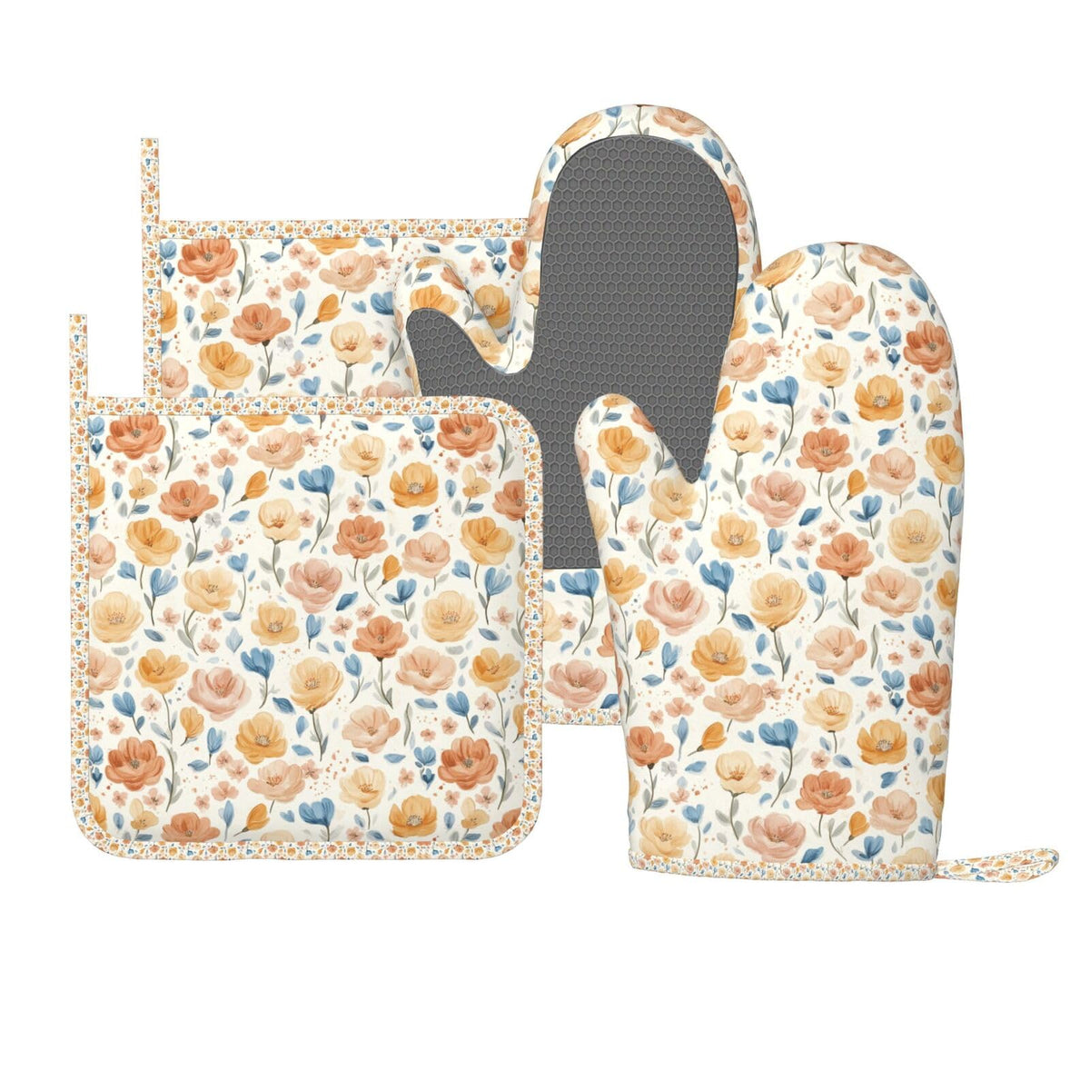 Mushroom Oven Mitts Pot Holders Set Silicone Vintage Magic Leaf Kitchen Gloves Potholders Heat Resistant for Chef Baking Cooking Grilling BBQ 4 Pack Mitt