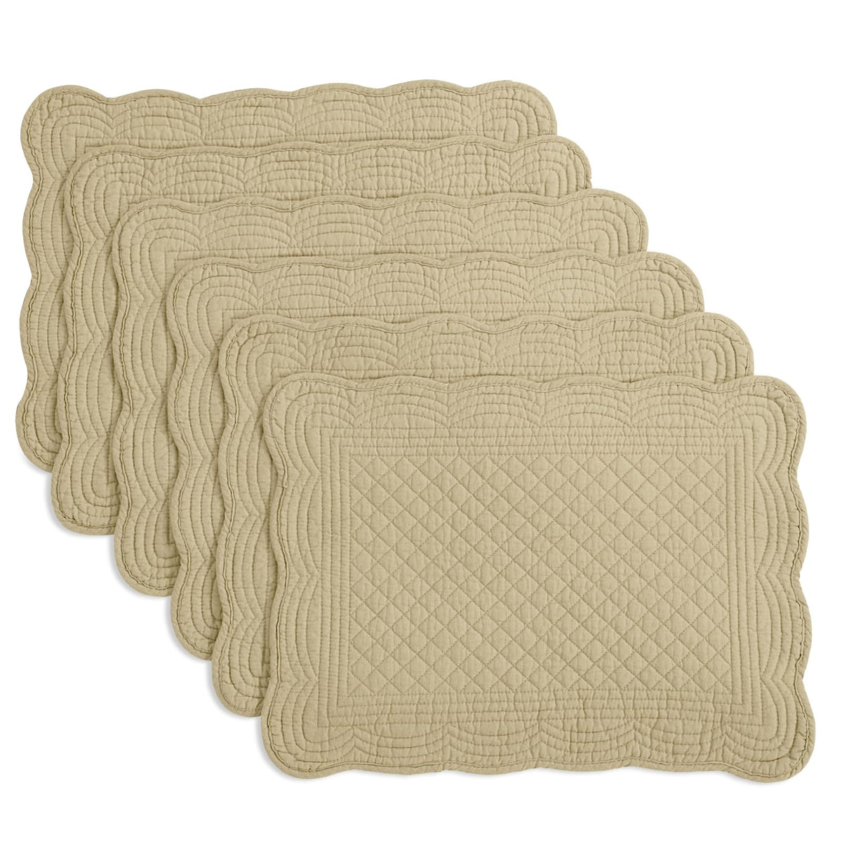 HOMBYS Quilted Placemats Set of 6 Washable-13x18 inches Rectangular Placemats for Kitchen Table-100% Cotton Fabric Rectangular Table Mats, (Light Blue)